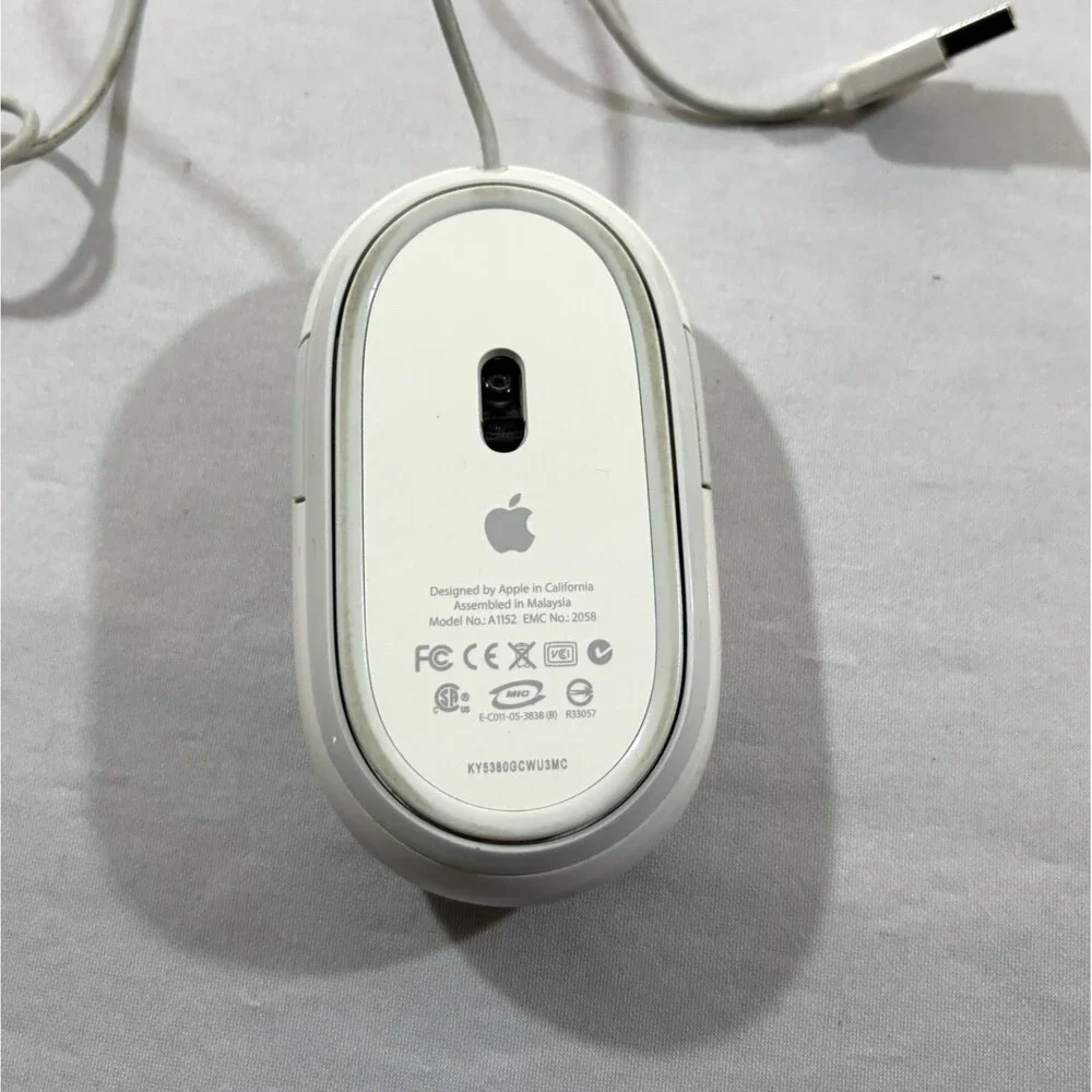 Genuine Apple USB Wired Optical Mighty Mouse Model A1152 White Tested Works
